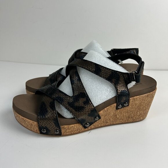 NWOT Boutique by Corkys Sandals 10 Metallic Shore Wedge Strappy - Picture 2 of 13